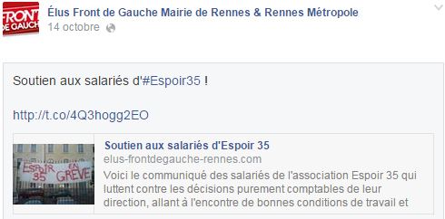 Page FB Élus Front de Gauche Mairie de Rennes & Rennes Métropole