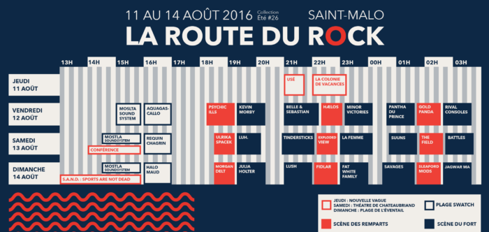 timetable route du rock 2016