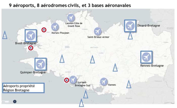 carte du maillage aéroportuaire breton