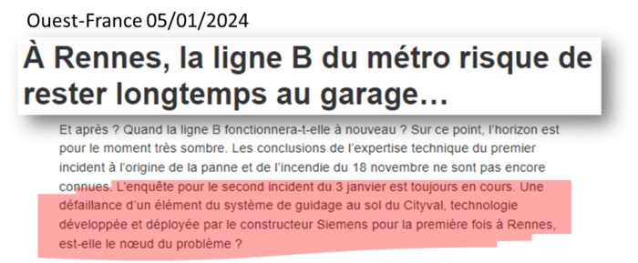 À Rennes, la ligne B du métro risque de rester longtemps au garage…